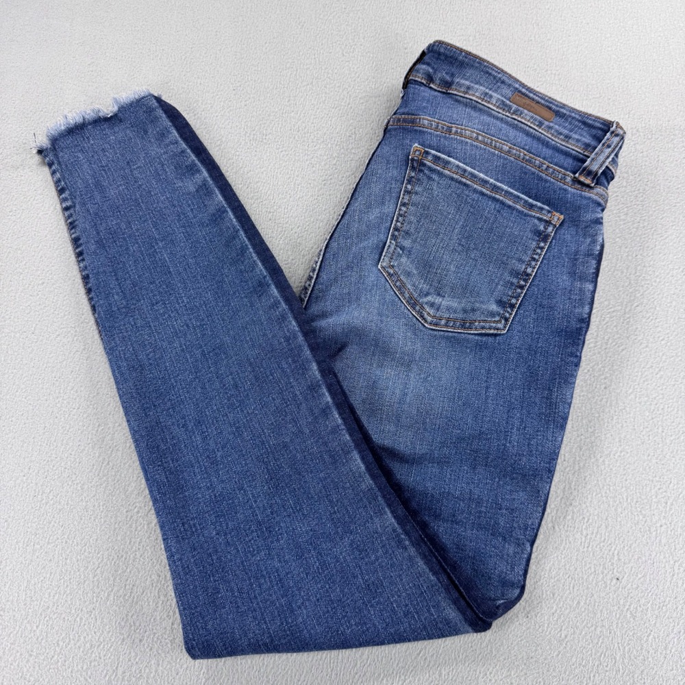Kut from the Kloth Ankle Skinny Jeans Side Stripe Frayed Hem Size 6 SP040MD7